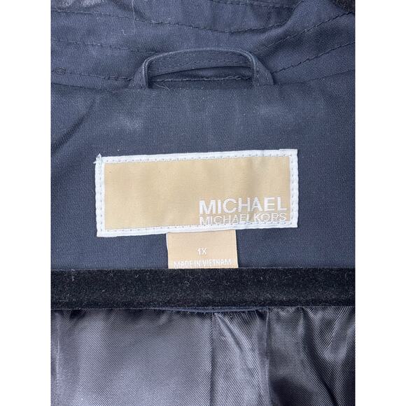 Michael Michael Kors womens plus 1X black Double Breasted Trench Coat Jacket - Picture 4 of 6
